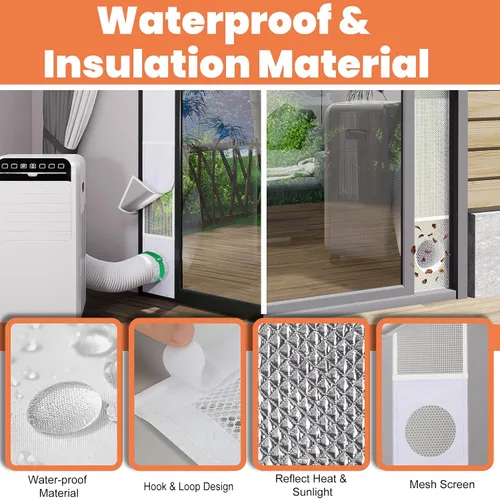 Vista 6 de GCGOODS Kit de ventilación de puerta de CA con protector de hojas de malla para aire acondicionado portátil, kit de sellado de ventana