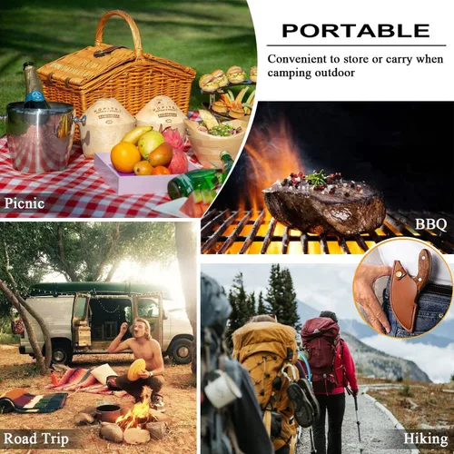 Vista 2 de Huusk Sharp - Cuchillo pequeño para carne, con funda de cuero, cuchillo de campamento para cocinar al aire libre, regalo vikingo