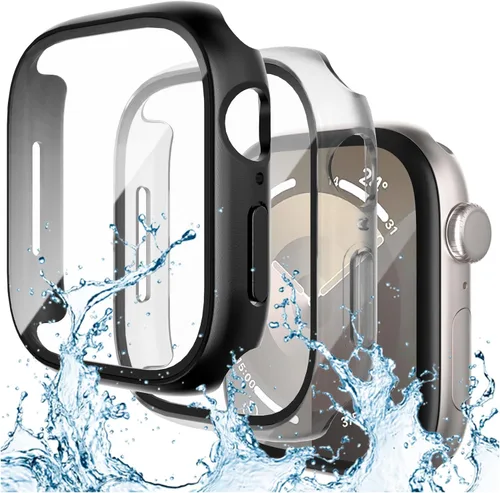Vista 25 de YIJDACASE - Juego de 2 estuches impermeables para protector de pantalla de Apple Watch Series 10 Series 11 (2025) 46mm con vidrio templado