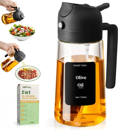 Vista 9 de SWEET VIEW Pulverizador de aceite para cocinar 16oz/470ml Blanco