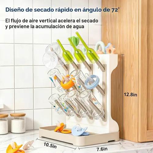 Vista 4 de GoMaihe Estante de Secado para Biberones: Soporte Vertical para Secador de Biberones que Ahorra Espacio - Soporte de Almacenamiento de Accesorios