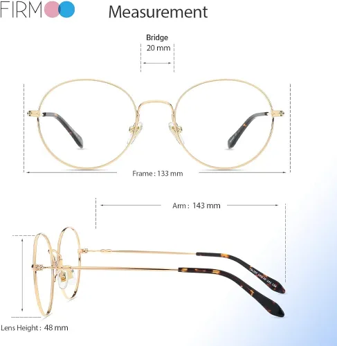 Vista 4 de Firmoo Gafas de lectura con bloqueo de luz azul, gafas de lectura retro redondas de metal para computadora con aumento