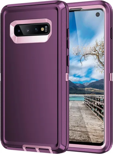 Vista 7 de Funda para Galaxy S10 Plus, resistente Shockpoof de 3 capas de protección de cuerpo completo para Galaxy S10 Plus, color negro