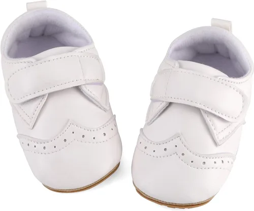 Vista 2 de ESTAMICO - Tenis de piel sintética para bebés, niños y niñas, suela de goma antideslizante, para primeros pasos, zapatos para exteriores