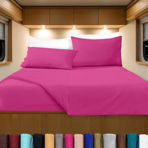 Vista 82 de Elegant Comfort Lujoso juego de sábanas de microfibra de alta calidad 1500 hoteleras bordadas de tres líneas más suaves de 4 piezas, resistente a