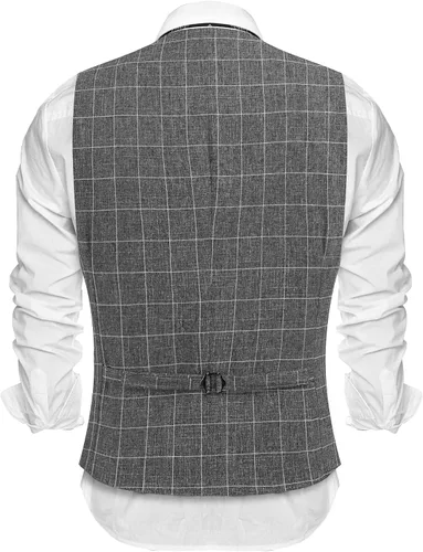 Vista 2 de COOFANDY Chalecos casuales de negocios para hombre, chaleco ligero y ajustado