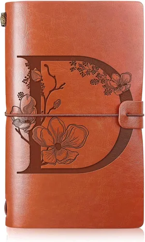 Vista 8 de Booson Diario de viaje inicial de cuero, cuaderno personalizado con monograma, regalos de apreciación, diario recargable personalizado, bloc