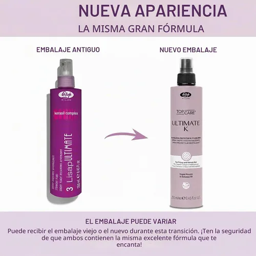 Vista 2 de Lisap Protector térmico para el cabello, spray líquido liso definitivo, productos para el cabello antiencrespamiento, protección térmica