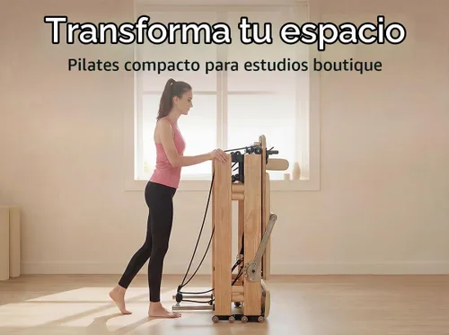 Vista 5 de Pilates Reformer Machine, Wood Foldable Pilates Machine Equipment for Home Workout