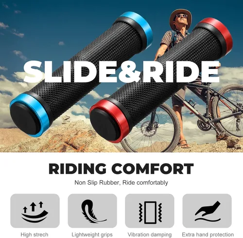 Vista 2 de 10 agarres para manillar de bicicleta, barra de mango de bicicleta de doble bloqueo, para BMX, montaña, MTB, crucero de playa, scooter, bicicleta