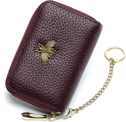 Vista 33 de imeetu Soporte para tarjetas de crédito RFID, cartera pequeña de cuero con cremallera para mujer