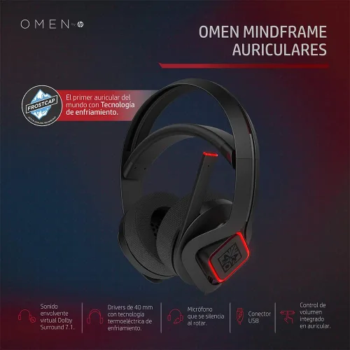 Vista 5 de OMEN by HP Mindframe Headset with FrostCap Technology Black