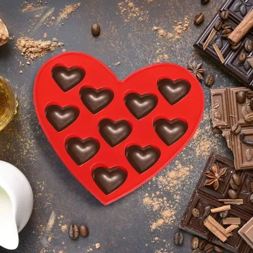 Vista 6 de Molde de silicona para tartas, molde para hacer dulces, molde de chocolate en forma de corazón, bandeja para cubitos de hielo, molde para hornear