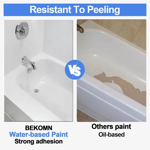 Vista 5 de BEKOMN Pintura para Bañera, Kit de Renovación de Bañera y Azulejos 33oz con Herramientas, Pintura para Bañera Blanca a Base de Agua de Bajo Olor