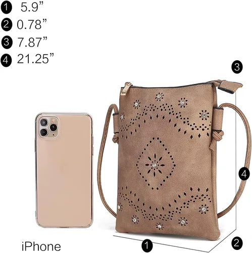 Vista 5 de MKF Collection Bolso cruzado para mujer, bolso cruzado de piel sintética, bolso pequeño de hombro lateral