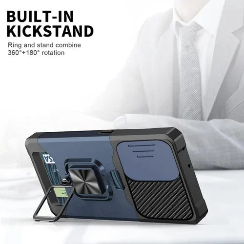 Vista 2 de Funda de teléfono diseñada para iPhone 14 Plus con protector de pantalla, soporte para tarjetas, soporte de soporte, resistente, delgada, a prueba