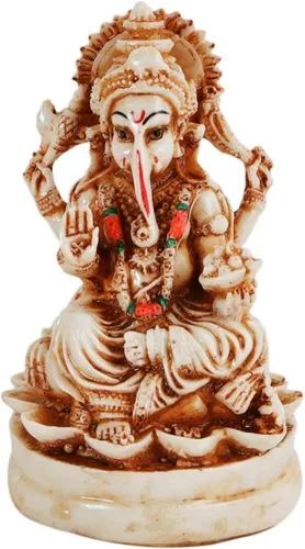Vista 5 de TIED RIBBONS Ganesh Idol para el hogar de resina de 4.4 pulgadas Ganesh Murti para mandir del hogar, decoración de Pooja Ganpati Murti