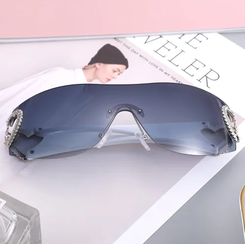 Vista 7 de Pro Acme Gafas de sol envolventes sin montura para mujeres y hombres, de gran tamaño, a la moda, gafas de sol futuristas, sombra fresca de moda