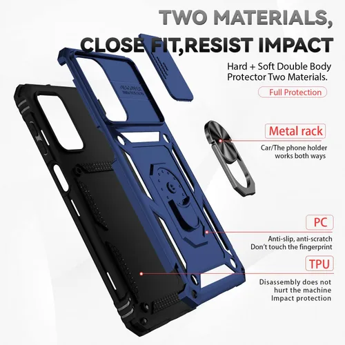Vista 5 de Funda protectora para Galaxy A23 5G, con protectores de pantalla y funda para cámara, grado militar, 16 pies. Funda a prueba de caídas con función