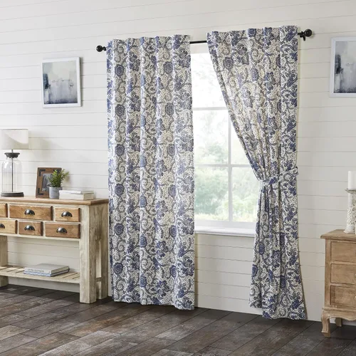 Vista 10 de VHC Brands Dorset Cortina de cenefa para ventana, floral, azul marino, 16 x 73 pulgadas