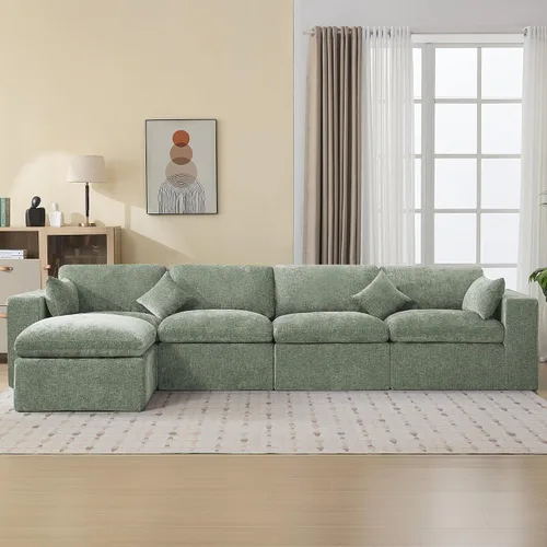 Vista 36 de WUTUTUEE Otomana Cloud de 33.5 pulgadas para sofá modular, cómodo reposapiés tapizado de felpilla con espuma viscoelástica, embalaje totalmente