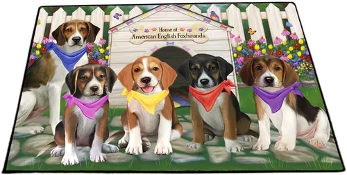 Vista 12 de Doggie of the Day American English Foxhound Dogs Floor Mat - 4th of July Independence Day - Best Dog Doormat - Protector Decor - Unique Portrait Art
