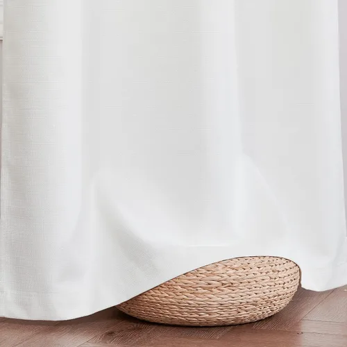 Vista 8 de jinchan Cortinas blancas para sala de estar, cortinas texturizadas de lino de 90 pulgadas de largo, cortinas de campo para dormitorio, cortinas
