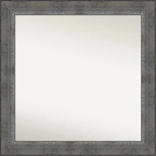 Vista 446 de Amanti Art Espejo de baño plateado para sobre el fregadero, 24 x 24 pulgadas, espejo cuadrado de peltre forjado a medida, marco de madera casual