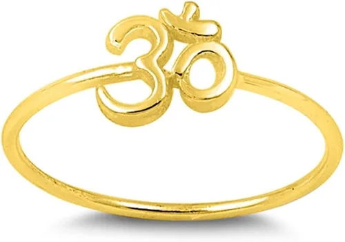 Vista 4 de ELIJA SU COLOR Anillo con signo Om de plata esterlina