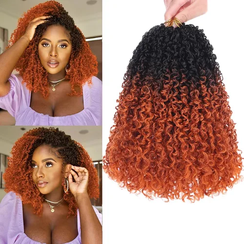 Vista 45 de Unionbeauty - Paquete de 8 trenzas de ganchillo Yanky Twist de 6 pulgadas, 8 paquetes, color negro natural, micro Passion Twist, extensiones