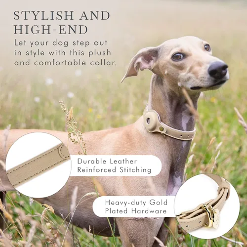 Vista 8 de Collares, arneses y correas para perros Nina Woof de Cupertino, fabricados con cuero vegano con soporte para dispositivo de seguimiento de perros