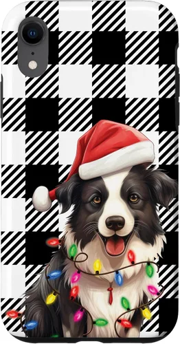 Vista 8 de Funda para iPhone 15 Border Collie Navidad a cuadros