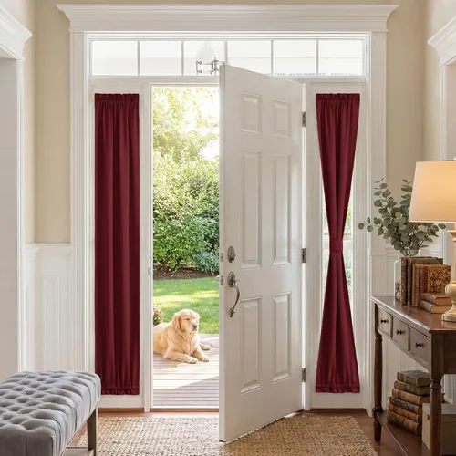 Vista 10 de PONY DANCE Persianas para puertas – Paneles opacos para tratamiento de ventanas, cortinas sólidas de alta resistencia con bolsillo para barra