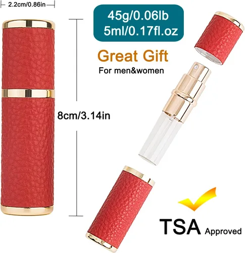 Vista 3 de Botella de espray de la colonia de 0.2 fl oz, atomizador recargable del perfume negro y rojo