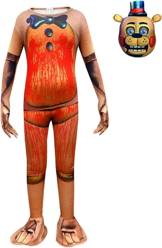 Vista 6 de GirBoKi Disfraz de Halloween para niños, disfraz de oso con máscara