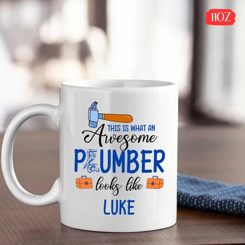 Vista 4 de Taza de café personalizada para fontanero – This Is What An Awesome Plumber Looks Like Taza – Taza de fontanero personalizada – Taza de fontanero