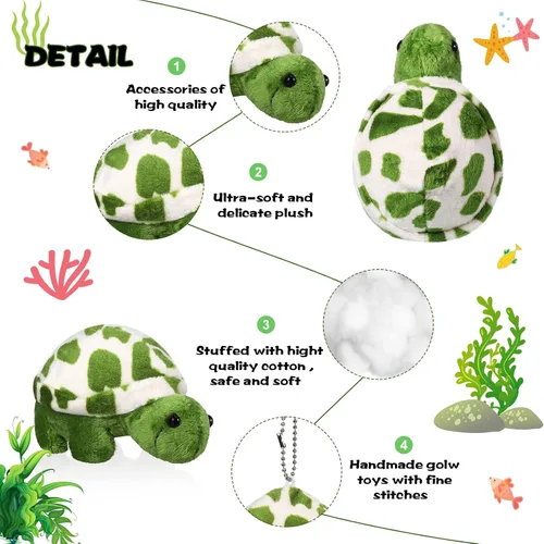 Vista 3 de Skylety 12 piezas de mini tortuga de juguete de peluche suave animal marino pequeño juguete de peluche tortuga lindo animal de peluche para adultos
