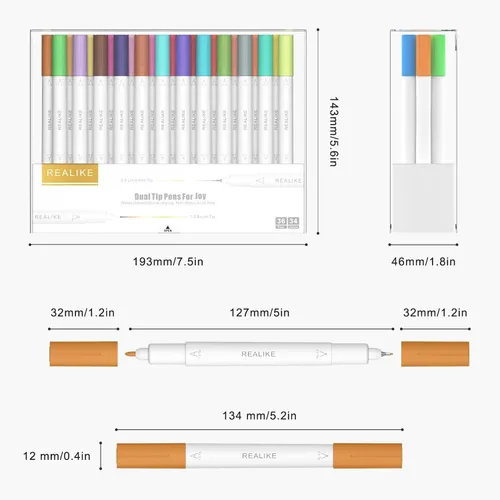 Vista 4 de REALIKE Bolígrafos de doble punta compatibles con Cricut Joy/Xtra Accessories Tools Marcadores de doble punta, juego de 36 bolígrafos surtidos de 36