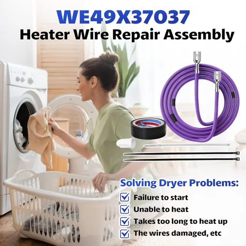 Vista 6 de WE49X37037 - Kit de reparación de alambre para calentador de secadora GE/Hotpoint, reemplaza #WE49X32946 PD00084037 AP7217217 PS17137283 Cable