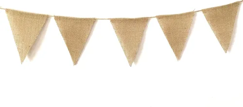 Vista 3 de LWR CRAFTS Banderines de arpillera triangular, 13 piezas, 10 pies