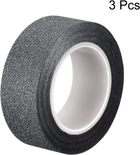 Vista 3 de MECCANIXITY Cinta de purpurina de 0.6 pulgadas x 32.8 pies, cinta adhesiva decorativa para manualidades, 0.6 in x 32.8 ft, color negro para álbumes