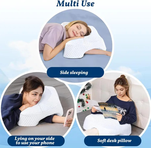Vista 8 de Almohada para dormir de lado con agujero para el brazo, almohada de espuma viscoelástica para aliviar el dolor de cuello y hombros, almohada