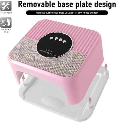 Vista 5 de LIMEGIRL Kit de lámpara de uñas LED UV para esmalte de gel profesional de secado rápido rosa 45 cuentas de lámpara y sensor automático, lámpara