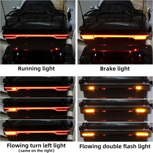 Vista 2 de TCT-MOTORPARTS Luces traseras LED de freno LED King para Harley Touring 2014-2025 Electra Glide Ultra Limited Road King Glide Street Negro