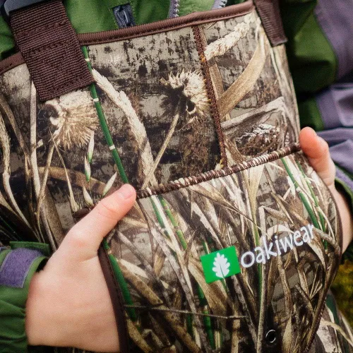 Vista 4 de OAKI Vadeadores de pesca impermeables para niños pequeños y niños Max 5 Camo