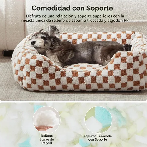 Vista 4 de JOEJOY Cama para perros medianos y pequeños, sofá cama ortopédica rectangular para perros, bonita cama moderna para cachorros con felpa jacquard