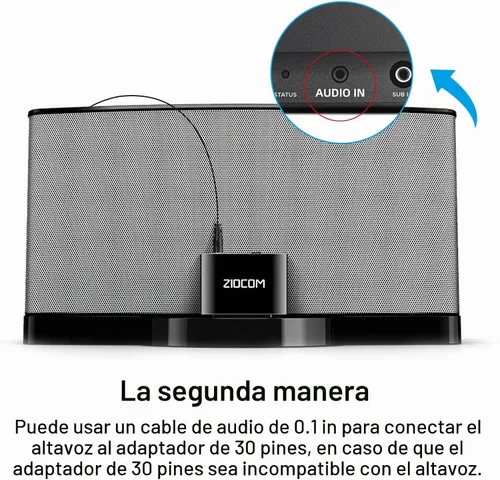 Vista 2 de Adaptador receptor Bluetooth de 30 pines para Bose iPod iPhone SoundDock y otras bases de altavoz de 30 pines con cable Aux de 3.5mm