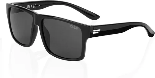 Vista 4 de TOROE Lentes de sol polarizados TR90 de color negro brillante clásico original con lente de policarbonato hidrofóbico con revestimiento AR verde
