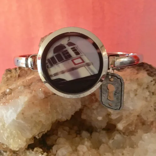 Vista 7 de BG247 Acero inoxidable 1.181in vidrio flotante memoria Living Locket brazalete pulsera