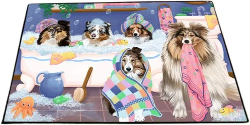 Vista 26 de Doggie of the Day Shetland Sheepdogs Floor Mat - Carnival Kissing Booth - Best Dog Doormat - Protector Decor - Unique Portrait Art - Premium Quality